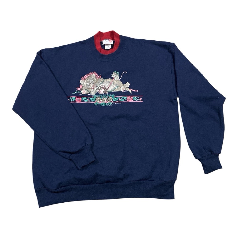 Vintage Woman's Streetwear Size XL‎ Farmhouse Cat Kitten Crewneck Sweatshirts